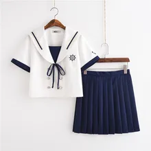 Новая школьная форма морская Девичья Дизайн вышивка студенческий костюм с короткими рукавами японский косплей Jk колледж Матросская форма девушка