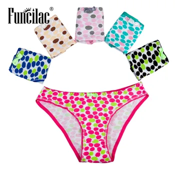 

FUNCILAC Low-Rise Briefs Polka Dots Print Lingerie Underwear Women Cotton Sexy Seamless Panties Woman Under Wear 5pcs/Lot