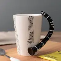 Креативная музыкальная скрипка, стильная керамическая кружка для гитары, Кофейная, чайная, молочная, с ручкой, кофейная кружка, новинка, подарки - Цвет: H