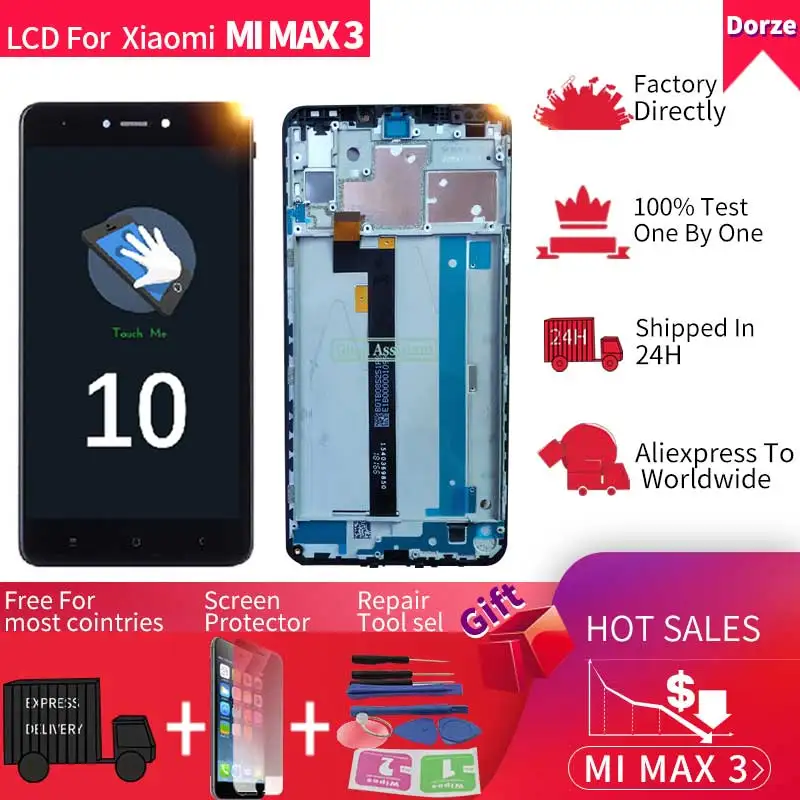Для Xiaomi MAX3 ЖК-дисплей Дисплей Сенсорный экран планшета Ассамблеи для Xiaomi MAX3 Запчасти для авто AAA + Экран 1st ЖК-дисплей магазине