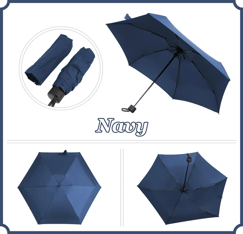 190g Super Light Mini Pocket Umbrella Rain Women Gift Men Umbrellas 5 Fold Parasol Girls Portable Kids Travel UMBRELLAS Paraguas - Цвет: navy