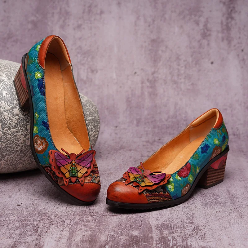 VALLU/ г. весенняя обувь женские туфли-лодочки женская обувь с вышивкой в этническом стиле обувь на высоком каблуке с круглым носком для женщин из бычьей кожи