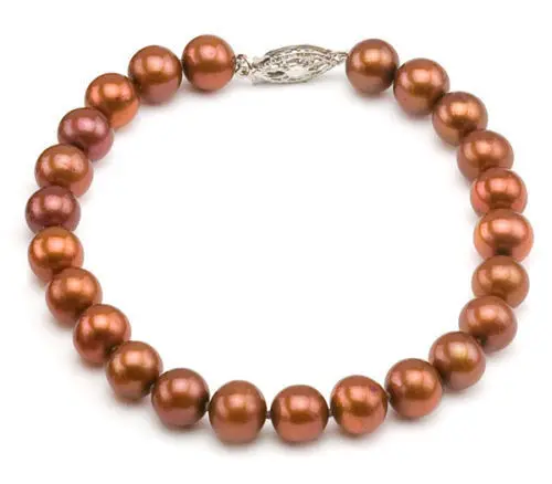 

Genuine Charming 10-11mm AAA chocolate south sea pearl bracelet 14k white Gold Noble style Natural Fine jewe Fast (D) SHIPPING
