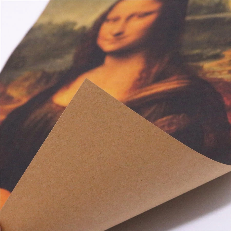 Картина маслом Da Vinci Улыбка Моны Лизы ретро крафт бумага постер живопись бар