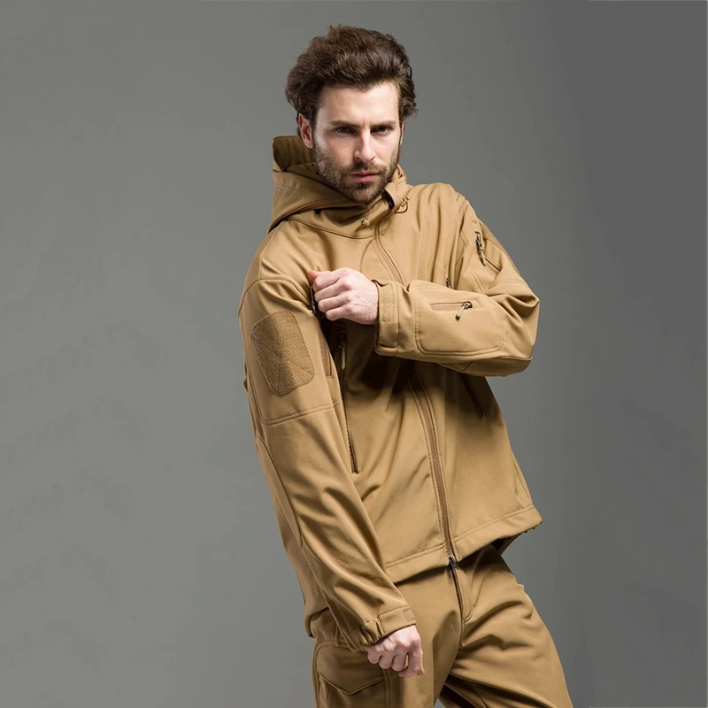 

Shark Skin Soft Shell Jacket Men Camouflage Waterproof Mountaineering Suits Hunting Fishing Clothing Military Uniform