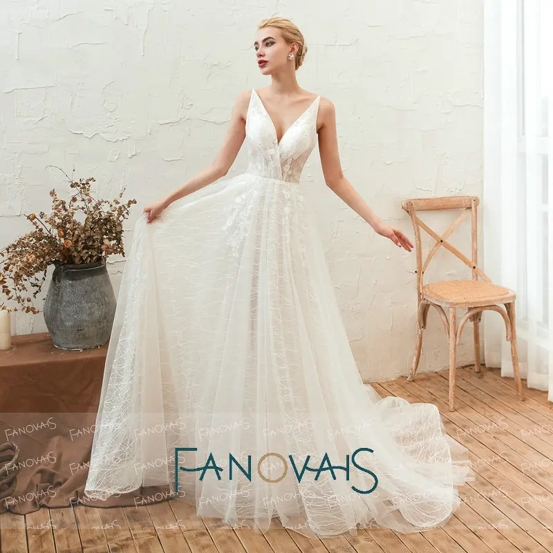 V Шеи Boho Пляж Свадебные Платья Старинные Vestido De Novia Robe Mariee 2019 Платье Элегантный