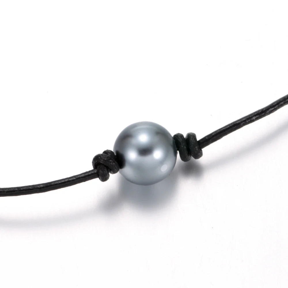 Новое поступление, модное ожерелье-чокер с искусственным жемчугом из натуральной кожи черного цвета для женщин, ювелирные изделия с жемчугом