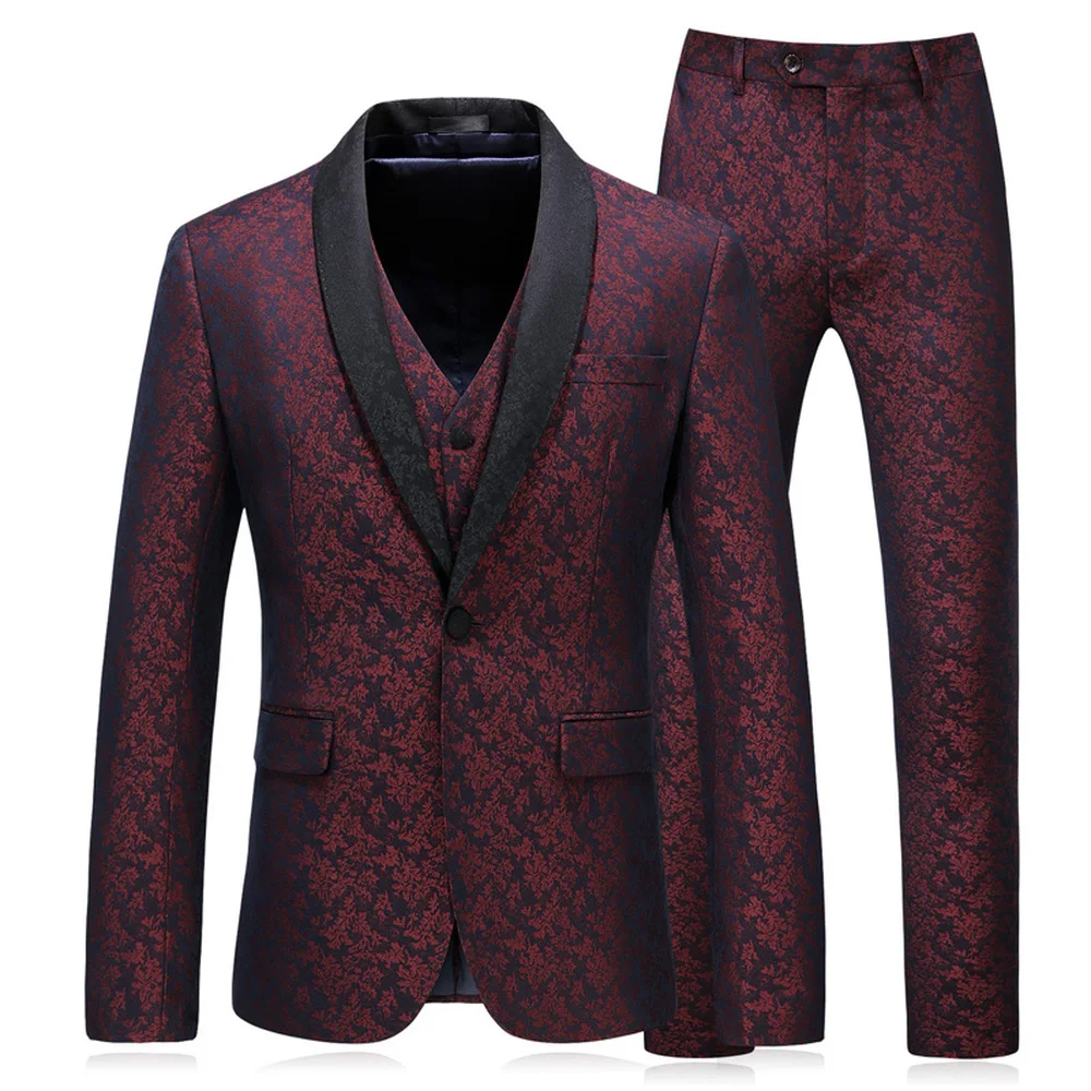 

2018 New Arrival Men Boutique Business Casual Suit Blazer High-quality Single Button Slim Plus Size Three-Piece Wedding Suit 5XL