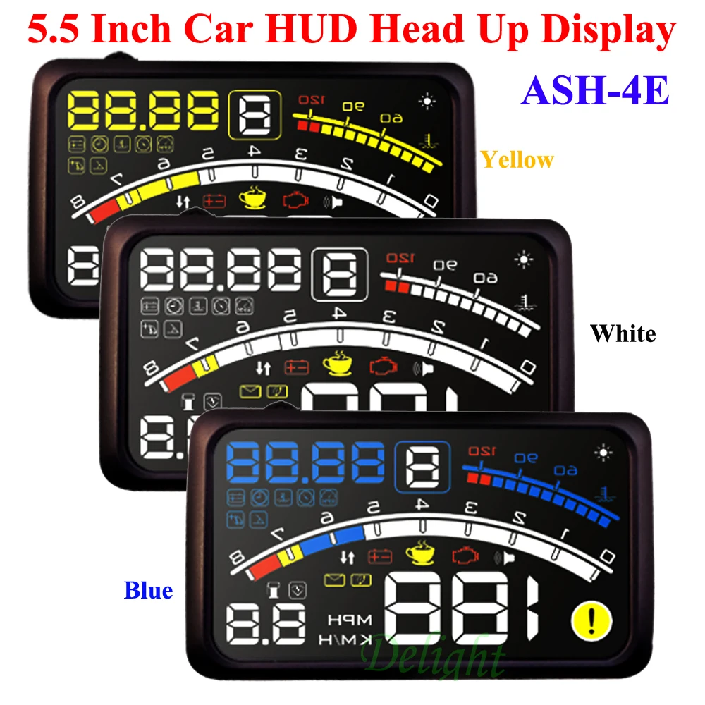 ActiSafety ASH-4E дисплей пленка 5," HUD лобовое стекло проектор OBD2 кабель автомобильный HUD+ кронштейн