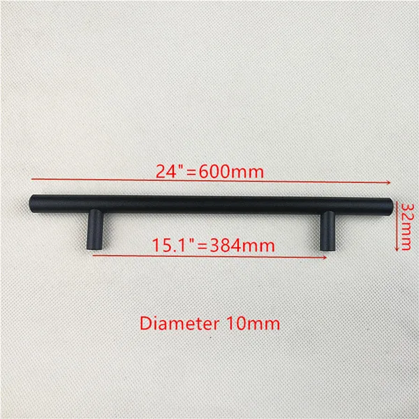 Диаметр 10 мм матовый черный 12 мм золотой цвет sqaure 12*12 мм черная дверца кухонного шкафа Ручка из нержавеющей стали "~ 24" - Цвет: 10 24inch 384mm