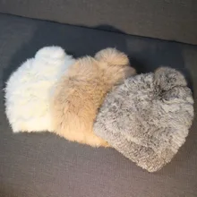 Женская шапка из натурального кроличьего меха, модные зимние теплые шапки с помпонами n624