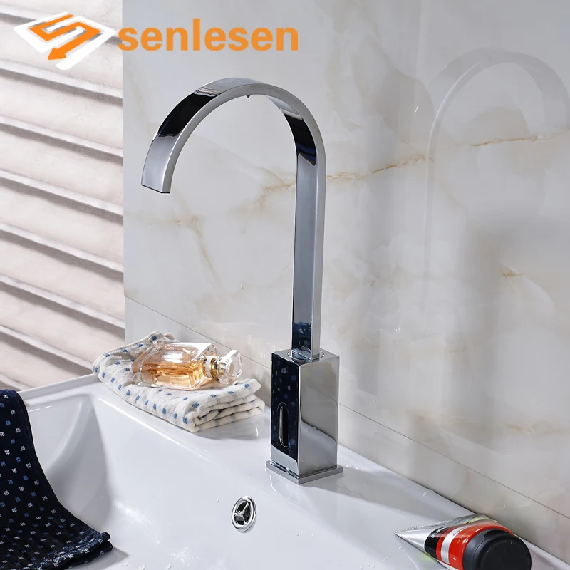 

Factory Retail Bathroom Cold Water Taps Chrome Finish Deck Mounted Basin Sense Faucets