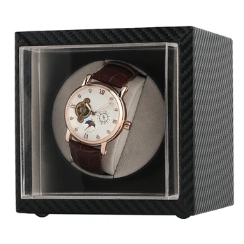 

Black Carbon Fiber Automatic Electric Mechanical Watch Shaker Motor Rotary Storage Case Box Single Slot Watch Winder Holder Gift