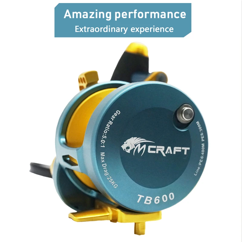 Fishing Jigging Reel  Saltwater Boat Slow Jigging Reel 5.0:1 CNC Aluminium Full Metal Trolling Reel 9+2BB TB600BG