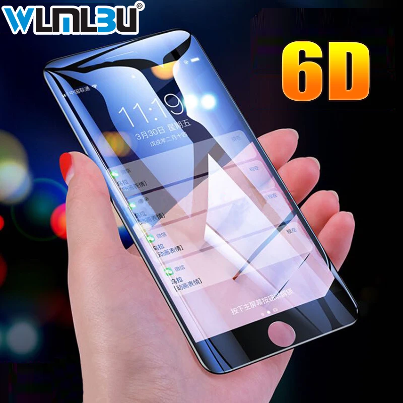 WLMLBU 6D изогнутый край Премиум для Apple iPhone X 10 стекло закаленное Полное покрытие 8 7 6