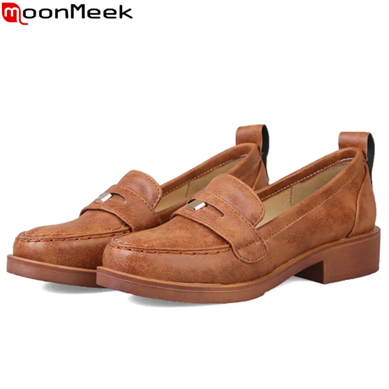 

MoonMeek big size 34-43 fashion spring autumn new shoes woman round toe low heels pumps women shoes 2019 Casual shoes