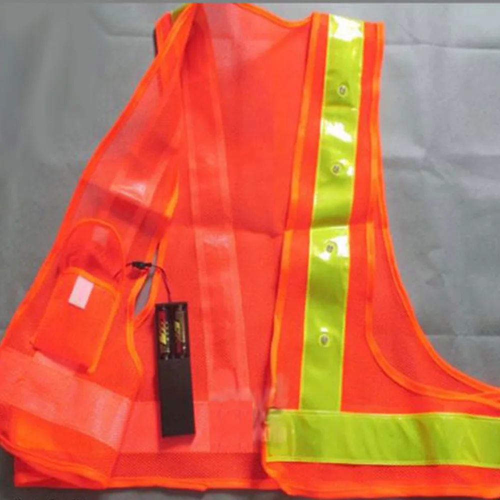 Jingleszcn мигающий светодиод Детская безопасность жилет светоотражающий работников со светодиодами и 2 мигающий функции ультра яркий оранжевый полосы открытый