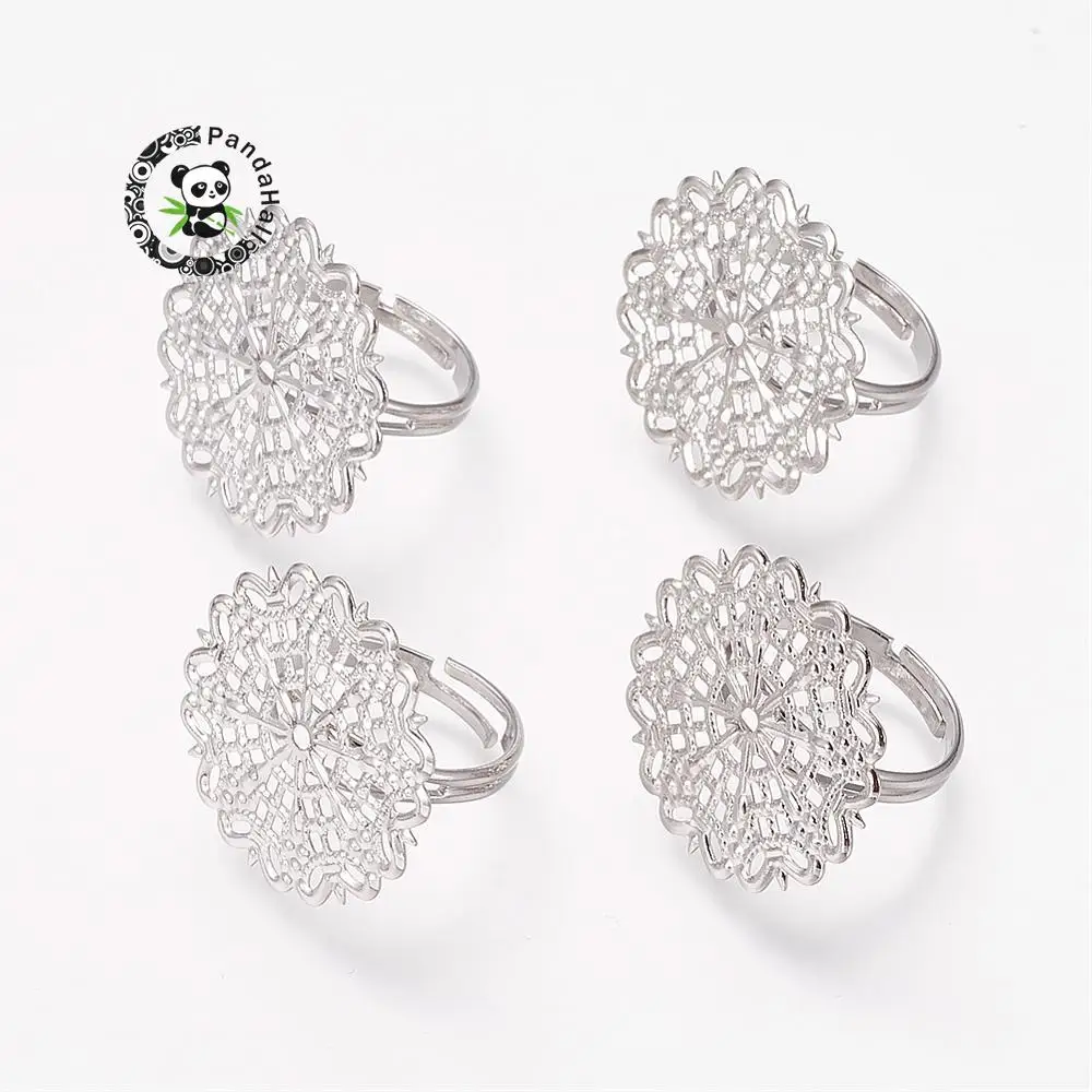 brass filigree ring bases, adjustable, lead free, cadmium free and