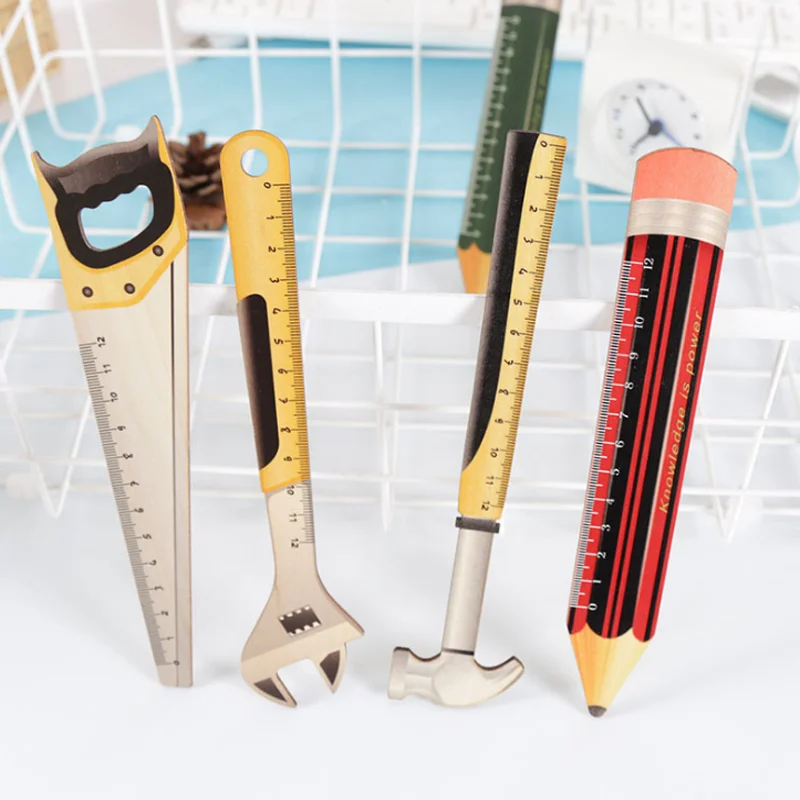 

1 Pcs Wooden Tool Pencil Shape Ruler Measuring Tool 12cm Drawing Metric Template Ruler Kids Stencil Rule Stationery Supplies