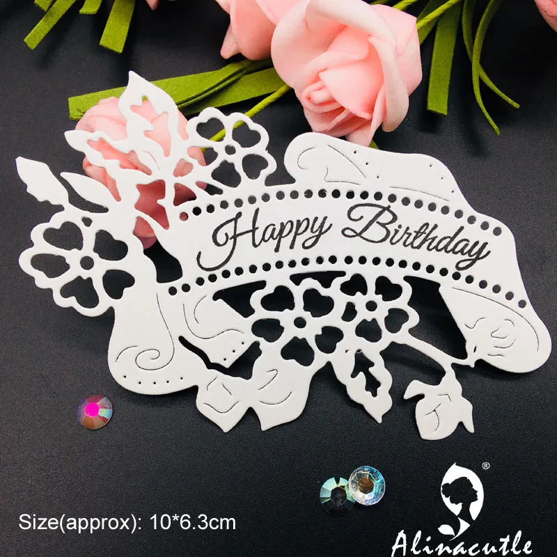 

Die Cut Metal Cutting die banner Flower flag sentiment Alinacraft Scrapbook Paper Craft Handmade Card Punch Art Knife Cutter
