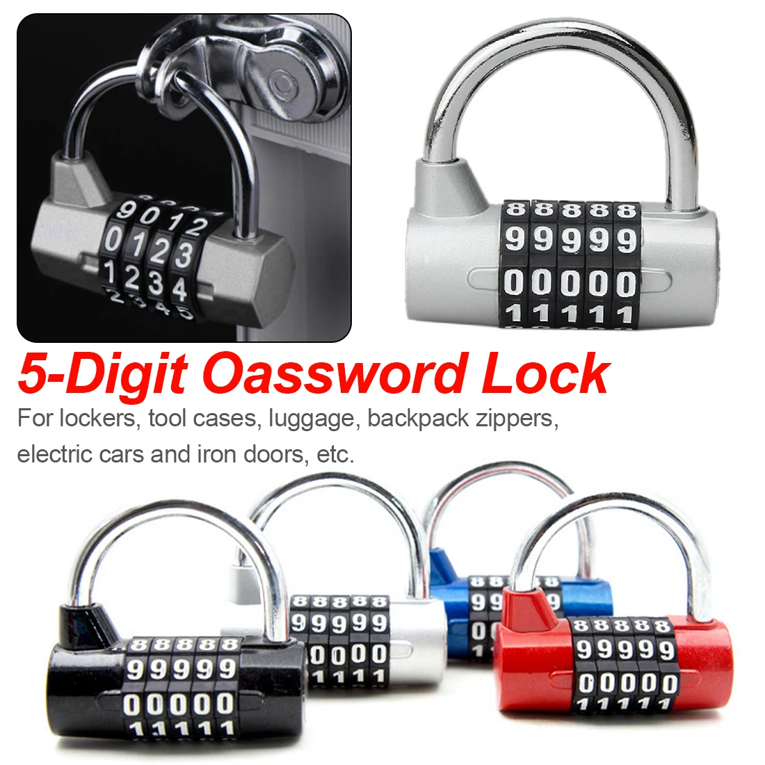 5 Dial Digit Number Combination Password Lock Travel Security Protect