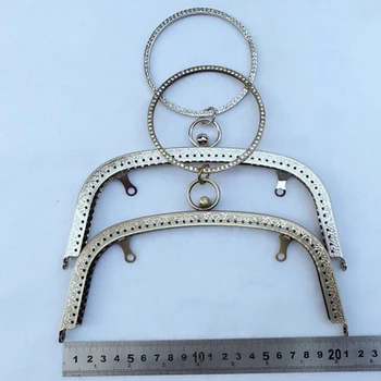 

20.5cm Women handbag metal clasp purse diamond O ring knurling purse frame DIY bag making metal accessrories 3pcs/lot