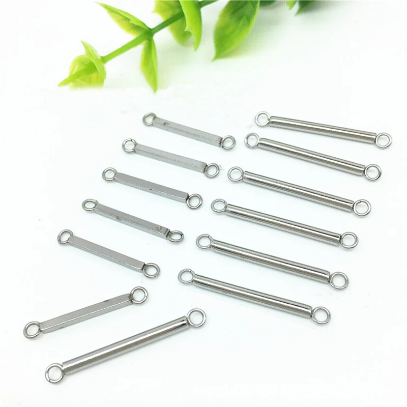 

WIWI 10Pcs/lot Stainless Steel Jewellery Findings For DIY Earring Quadrangular prism Connector Jewelry Making Wholesale