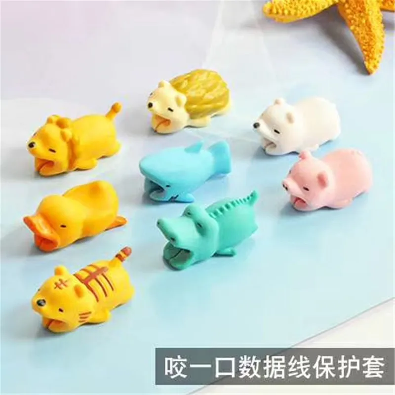 Cute Bite Cartoon Animal Cable Protector for iphone 5 6 7 8 p X Cord Protection Protective Cover USB Charging Cable Winder 10pcs