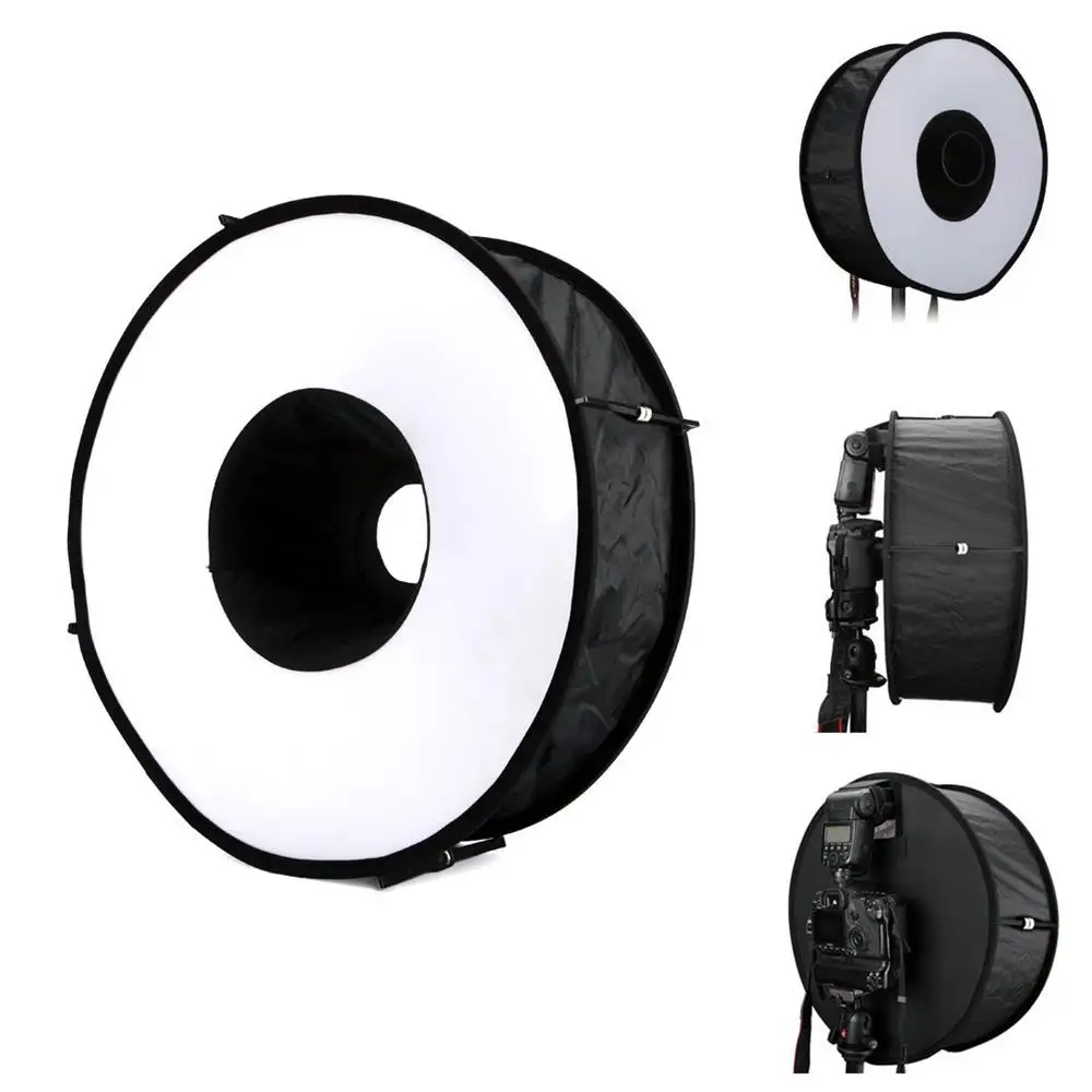 

45cm 18" Easy-fold Ring Speedlite Flash Softbox Diffuser Reflector For Canon Nikon Godox Macro Shoot Portrait Photography