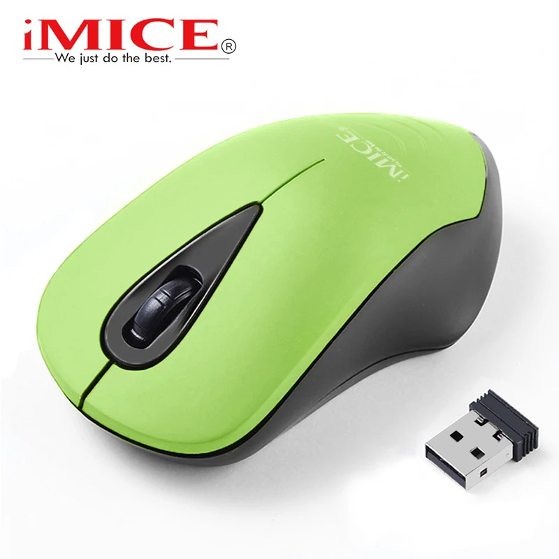 IMice, беспроводная мышь, USB, компьютерные мыши, 2,4 ГГц, 3 кнопки, 1600 точек/дюйм, мини эргономичные мыши, Беспроводная оптическая компьютерная мышь для ноутбука - Цвет: Green