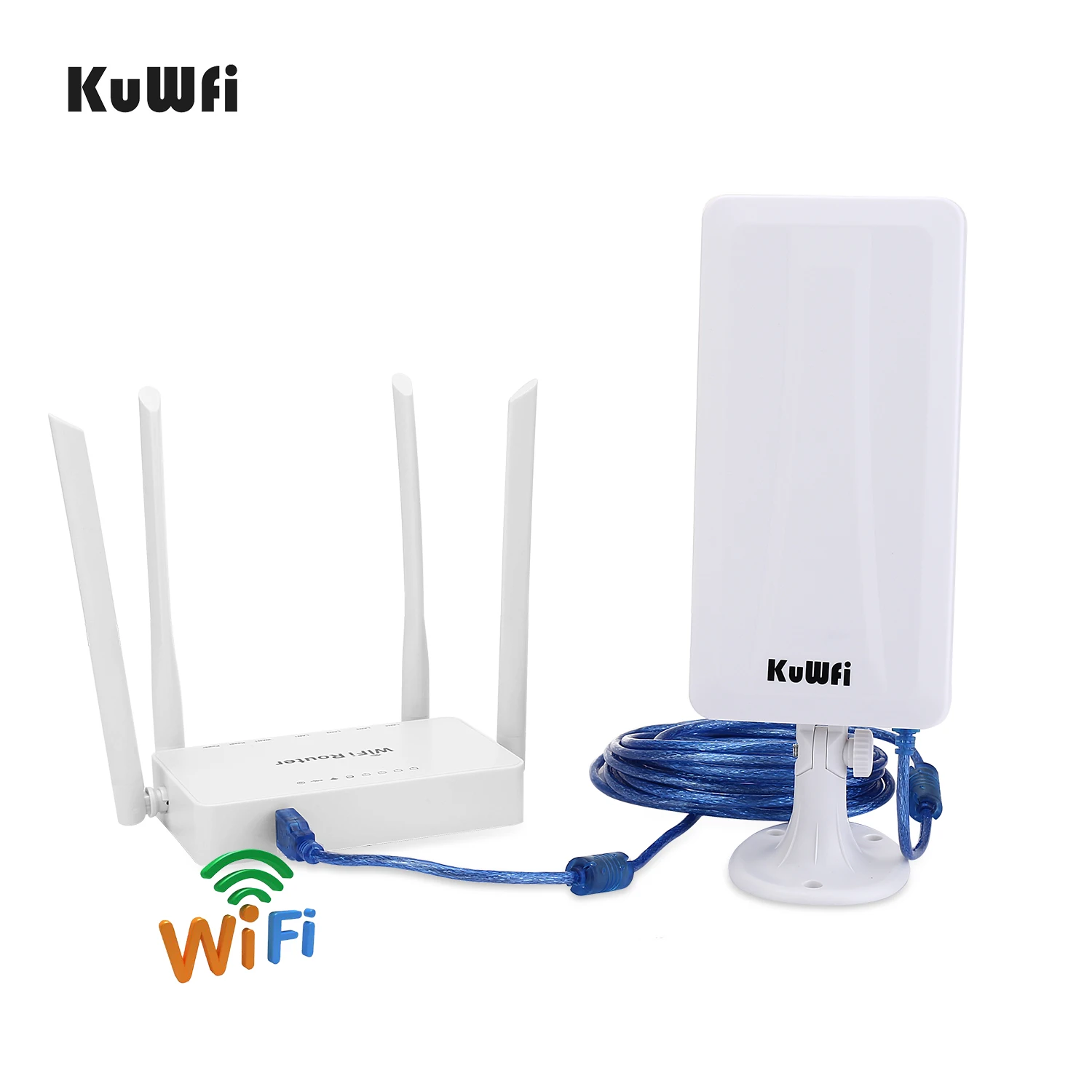 KuWFi 300 Мбит/с беспроводной маршрутизатор+ Wi-Fi USB адаптер с высоким коэффициентом усиления 300 Мбит/с Мощный Wifi роутер один комплект расширение Wi-Fi сигнала Поделиться 32 пользователей