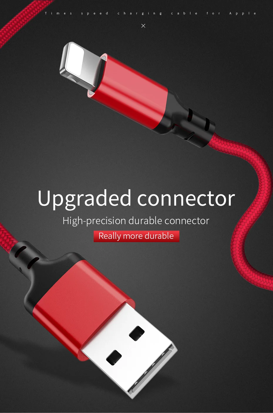 HOCO trenzado de carga rápida rayo USB Cable De Sincronización De Datos Para Iphone X 8 7 6s 5