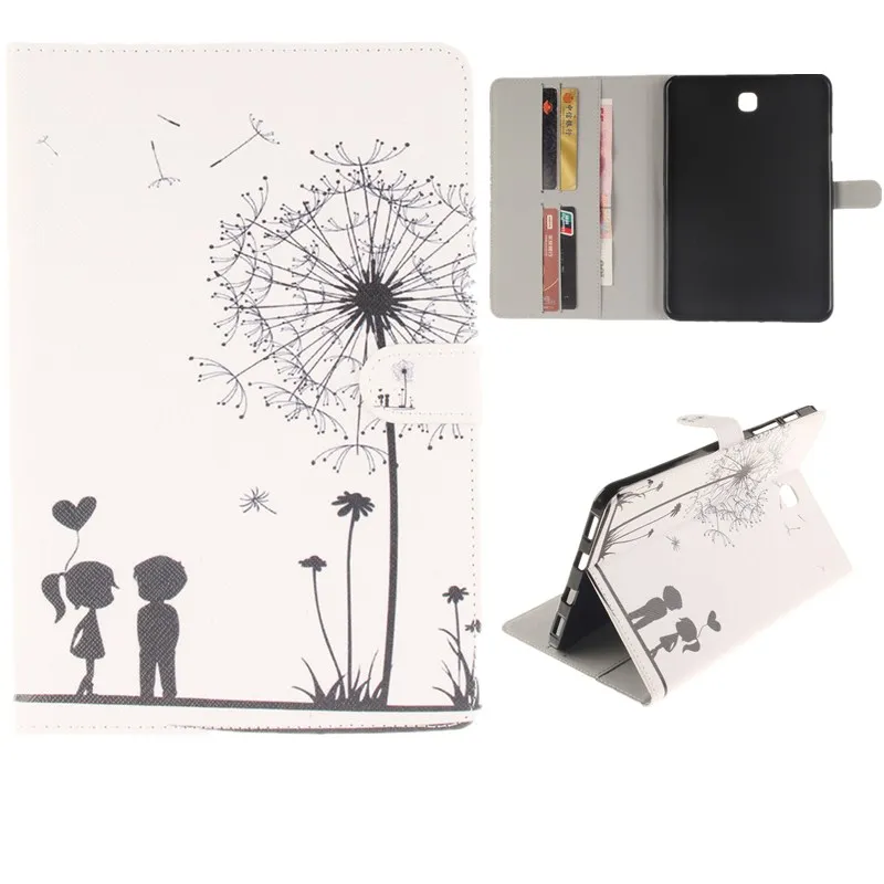 Luxury 2 Leavies PU Leather Stand Flip Case for Samsung Galaxy Tab S2 8.0 Case T710 T715 SM-T715 Tablet Wallet White Case Bag (31)