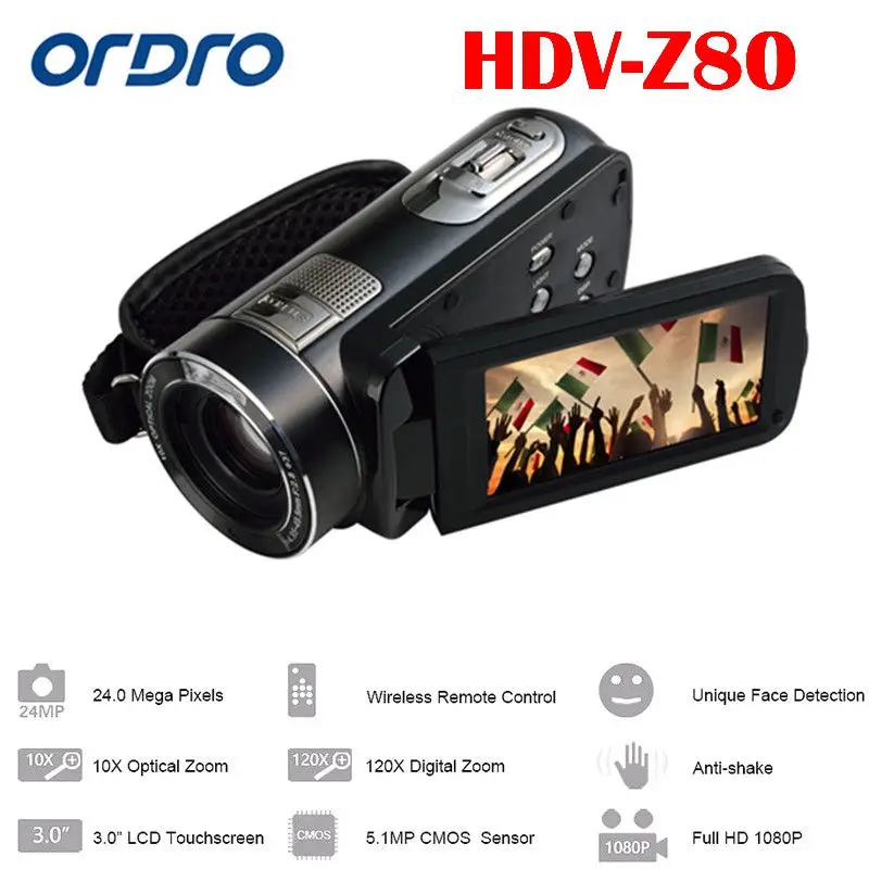 

ORDRO HDV-Z80 Digital Video Camera 24MP 1080P 10X Optical Zoom Cmos Anti-shake 3.0inch Touch Screen