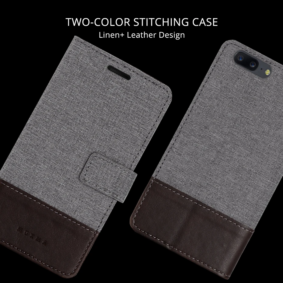 NKOBEE Oneplus 5 Flip Cover Wallet Card Holder Stand Oneplus 5 Case Original Protetive Linen+Leather Stitching One Plus 5 Cover (3)