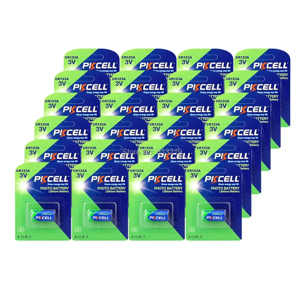 

24pcs /card PKCELL 3V CR123A 2/3A Battery CR123A CR123 CR 123 CR17335 123A CR17345(CR17335) 16340 3V Lithium Battery Batteries