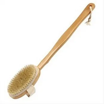 

1Pc 42CM Shower Brush Boar Bristles Soft Bath Brush Exfoliating Body Massager with Long Wooden Handle Spa Scrubber