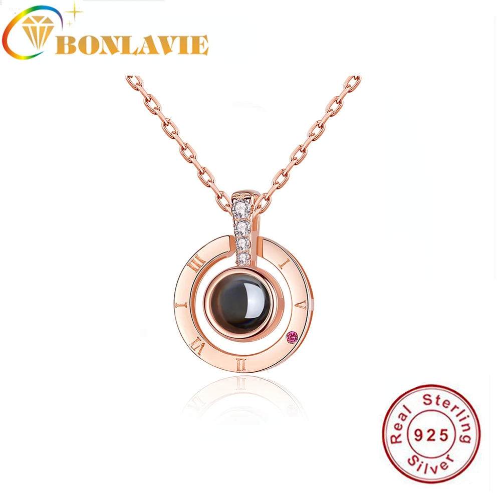 

Customized Couple Necklace 100 Languages I Love You Clavicle Chain Pendant S925 Silver Lovers Wedding Engagement Jewelry Gifts