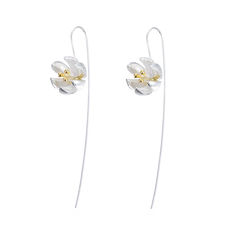 

Promotion flower earrings 2017 new design female 925 sterling silver ladies`drop earrings shipping birthday gift wholesale cheap