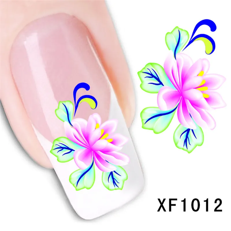 ELECOOL, многоцветные наклейки для дизайна ногтей, наклейки, Переводные цветы, штамп, сделай сам, для украшения ногтей, временные татуировки - Цвет: Фиолетовый