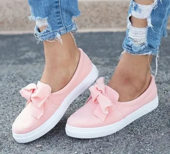 

Ballet flats bow tie shoes woman loafers slip-on ladies flat casual sneakers shoes women plus size 42 43 platform shoes