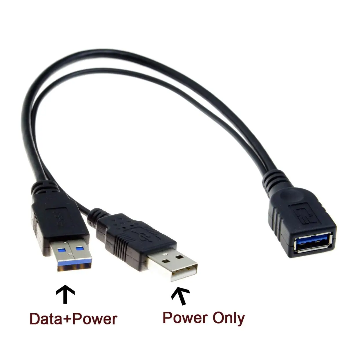 

Chenyang-Cable CY Black USB 3.0 Female to Dual USB Male Extra Power Data Y Extension Cable for 2.5" Mobile Hard Disk