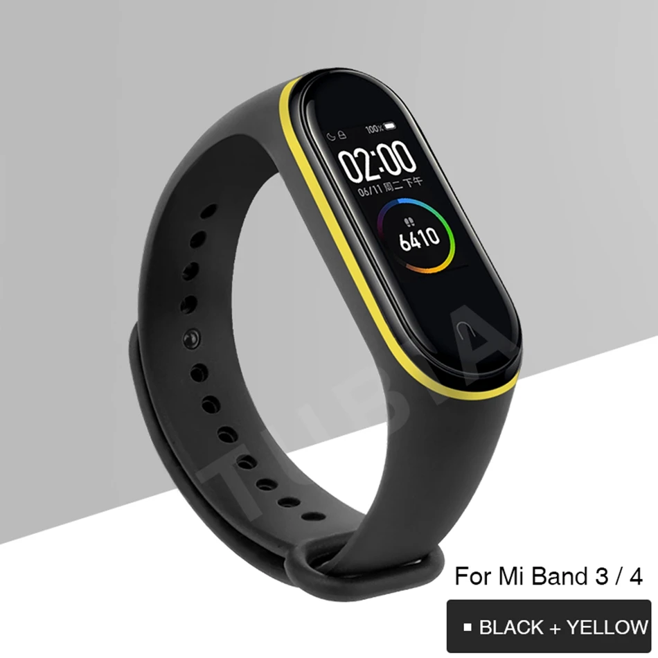 Clear mi Band 4 3 ремешок на запястье для Xiaomi mi Band 3 4 Браслет Силиконовый mi band 3 4 NFC аксессуары Smart mi band 4 Correa - Цвет: black yellow AE