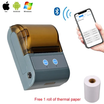 

RUGLINE P5803 58mm Wireless Thermal Printer Bluetooth ESC POS USB Recepit Printing Machine Support Android iOS Cash Drawer