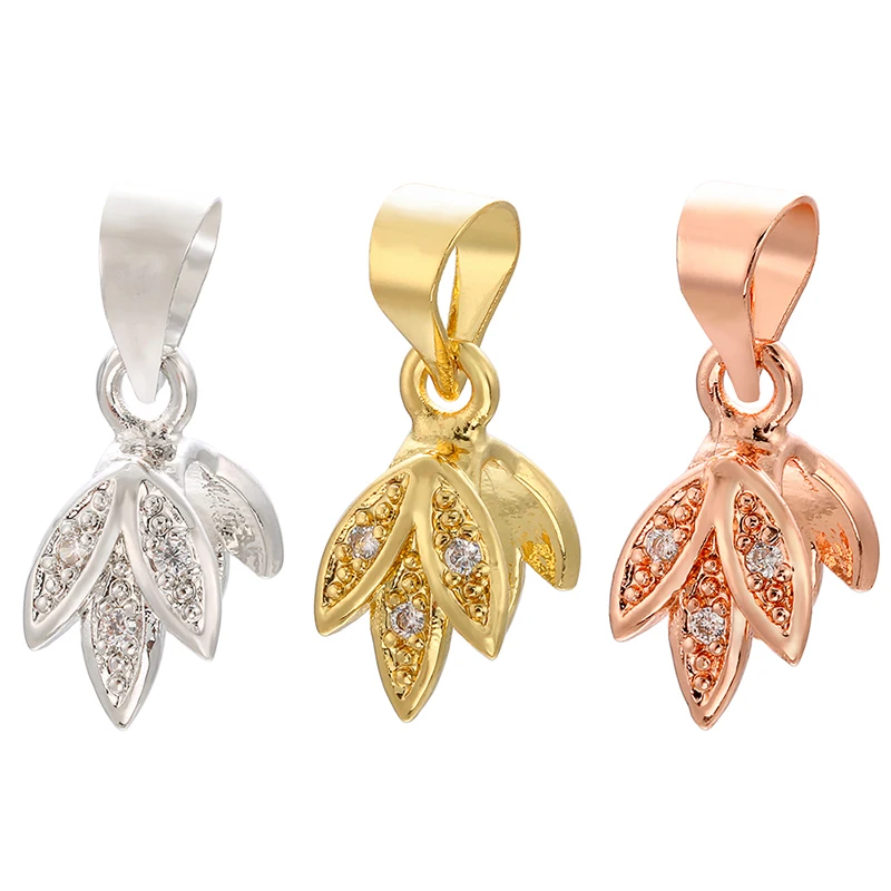 

ZHUKOU 6x15mm One pair High Quality Tree leaves Brass Cubic Zirconia Handmade Earrings Pendant Accessories Making Model:VD442
