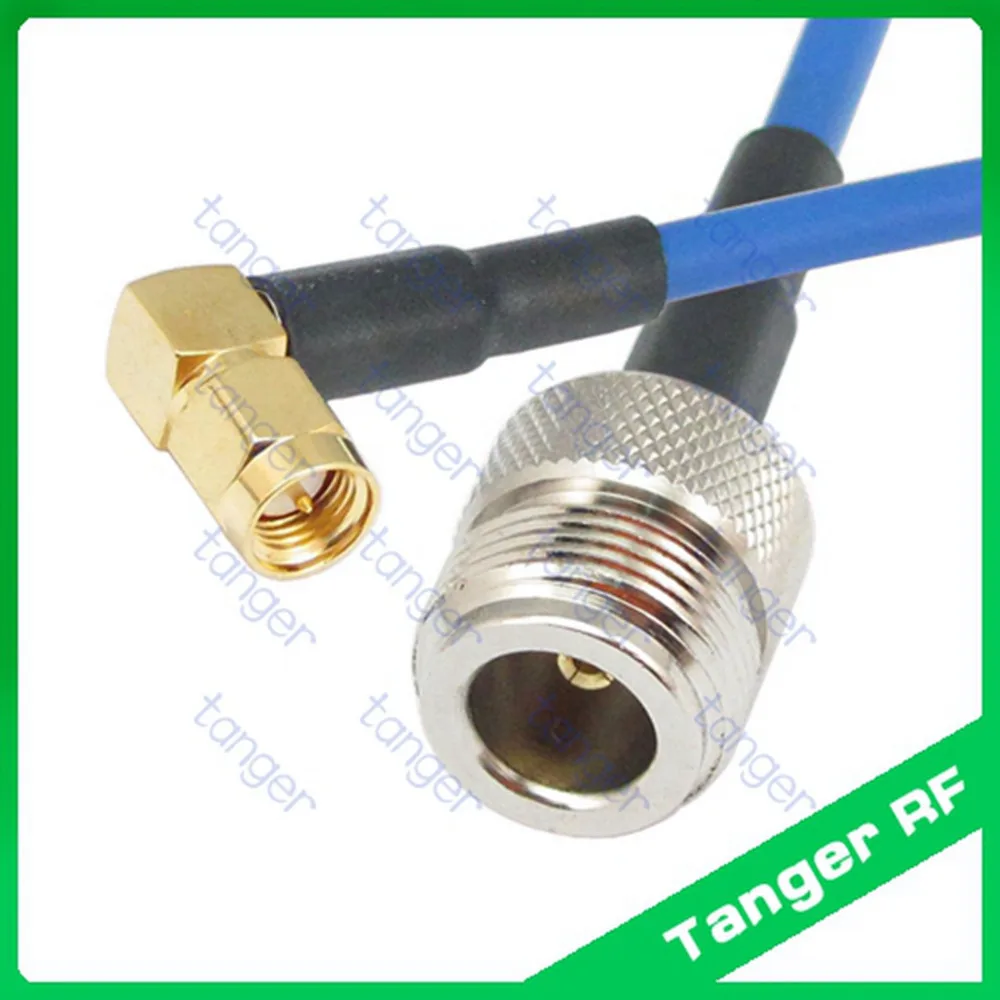 

N female connector to SMA male plug 90 degree with 20in 50cm RG402 RG141 RG-402 Blue RF Coaxial Jumper Semi Flex Low Loss Cable
