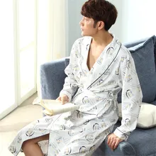 Мужской Клетчатый хлопковый Халат для спальни с длинным рукавом мужской Удобный Повседневный домашний костюм Пижама Ночные рубашки мужчины весна осень халат