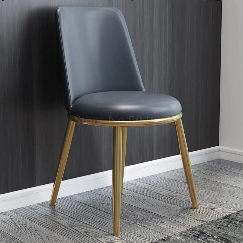 

Light luxury dining chair adult back desk chair simple modern stool stainless steel Nordic home chair