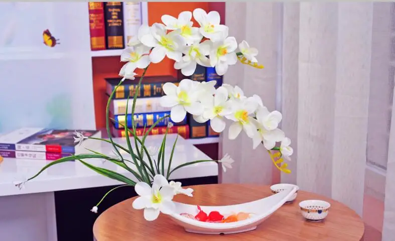Креативная бабочка Орхидея искусственный цветок керамический орнамент украшение дома офисная настольная керамическая ваза фигурка фаленопсиса
