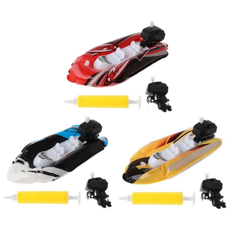

Baby Toy Kid Clockwork Wind Up Inflatable Boat Ship Play Water Bathroom Bath Toy